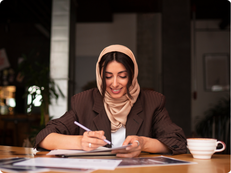 Student studying